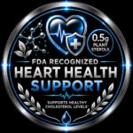 Metallic Circular Badge Promoting Fda Recognized Heart Health Support Mentions  G Plant Sterols and Cholesterol Support